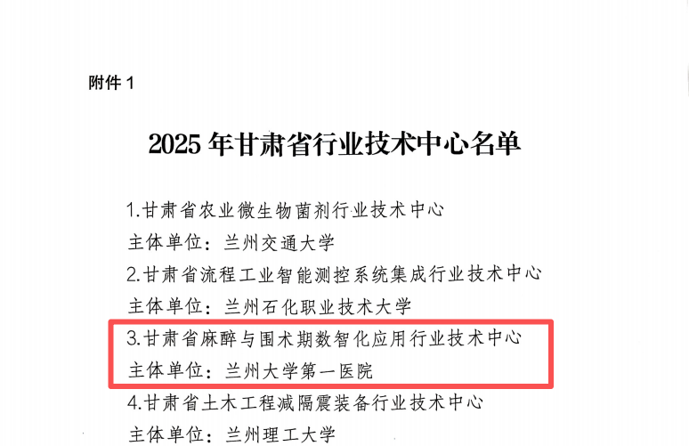喜讯！兰大一院再添两家省级行业技术中心，科研平台建设迈上新台阶